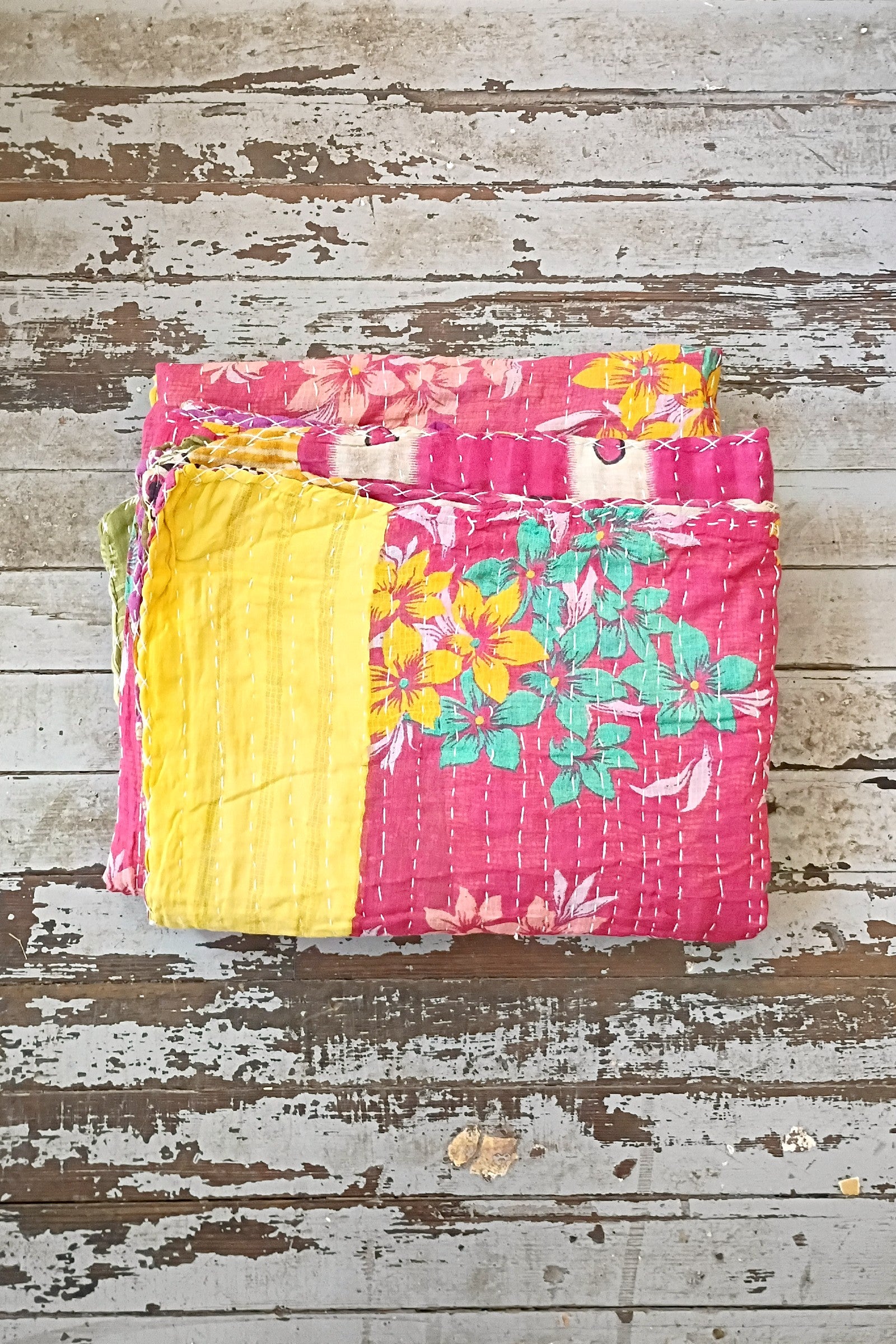 Kantha Sari Throw Blanket #1611