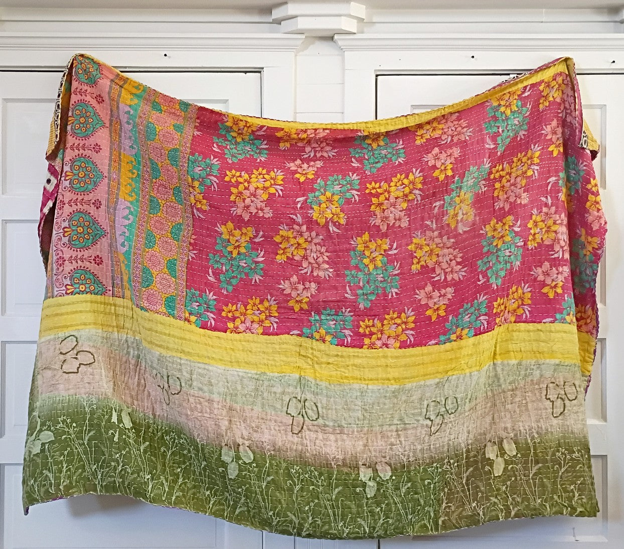Kantha Sari Throw Blanket #1611
