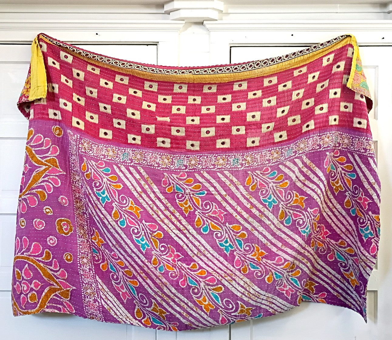Kantha Sari Throw Blanket #1611