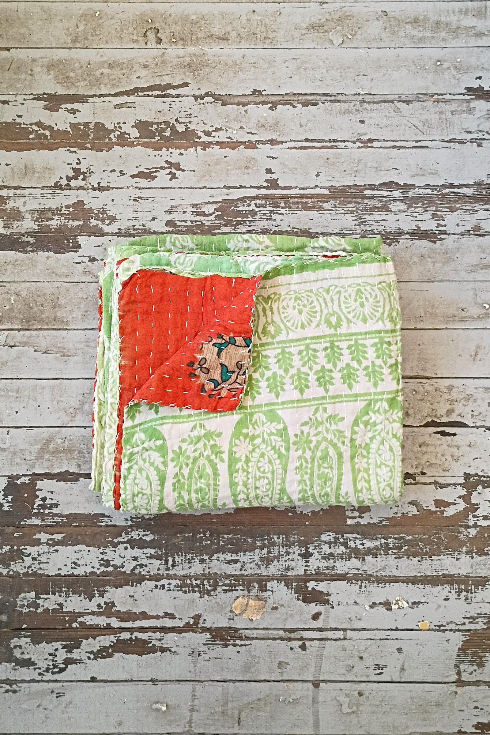 Kantha Sari Throw Blanket #1612