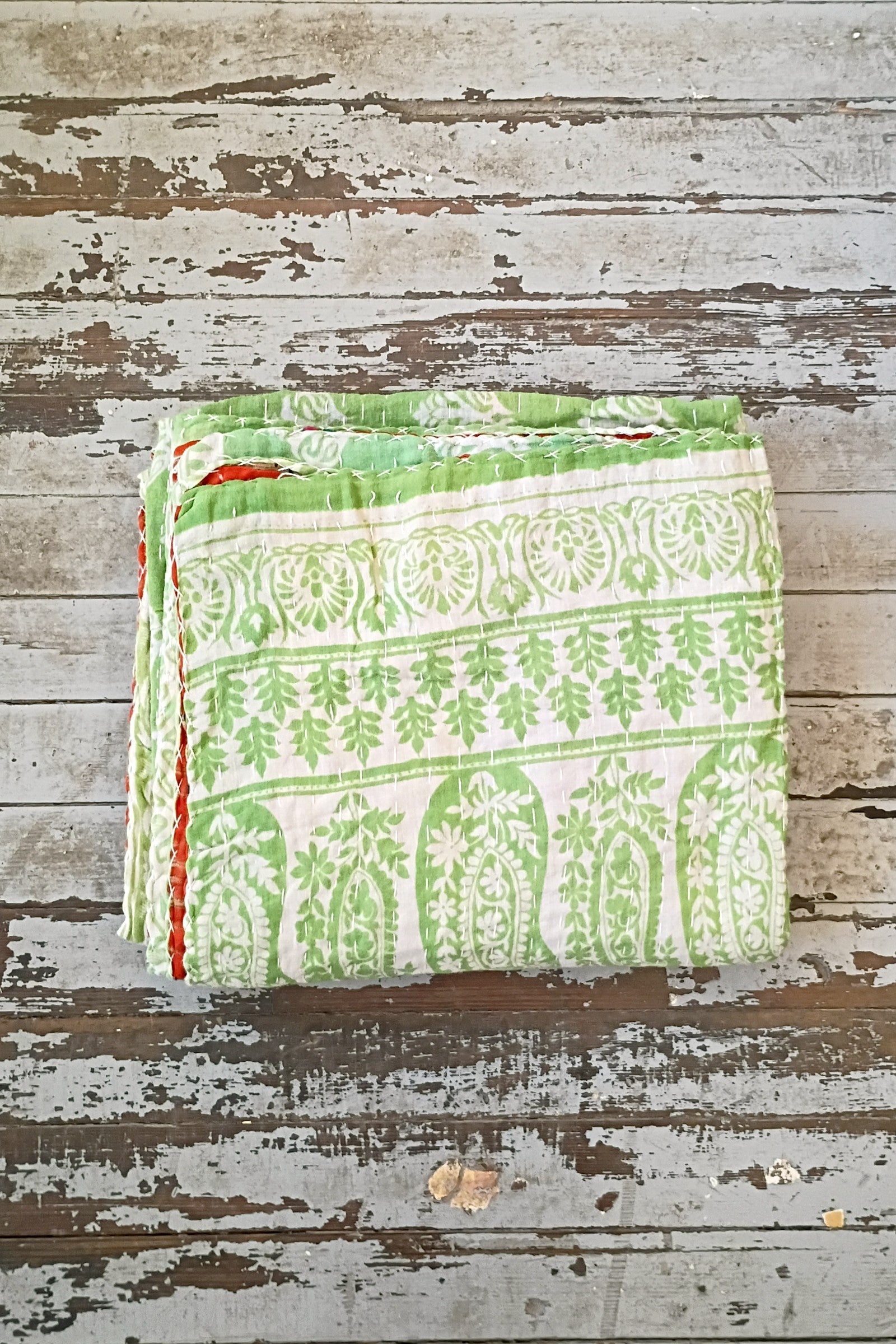 Kantha Sari Throw Blanket #1612