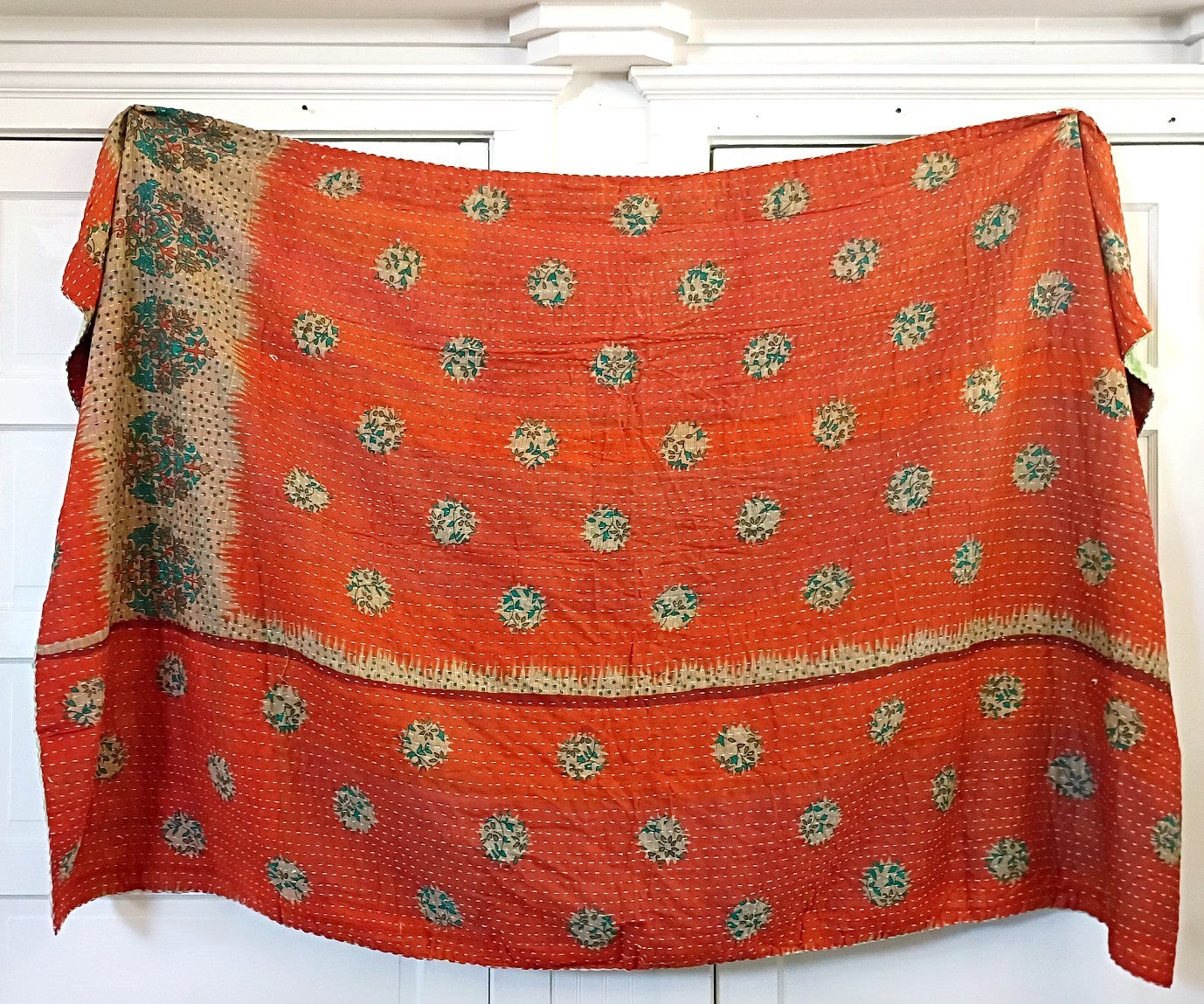 Kantha Sari Throw Blanket #1612