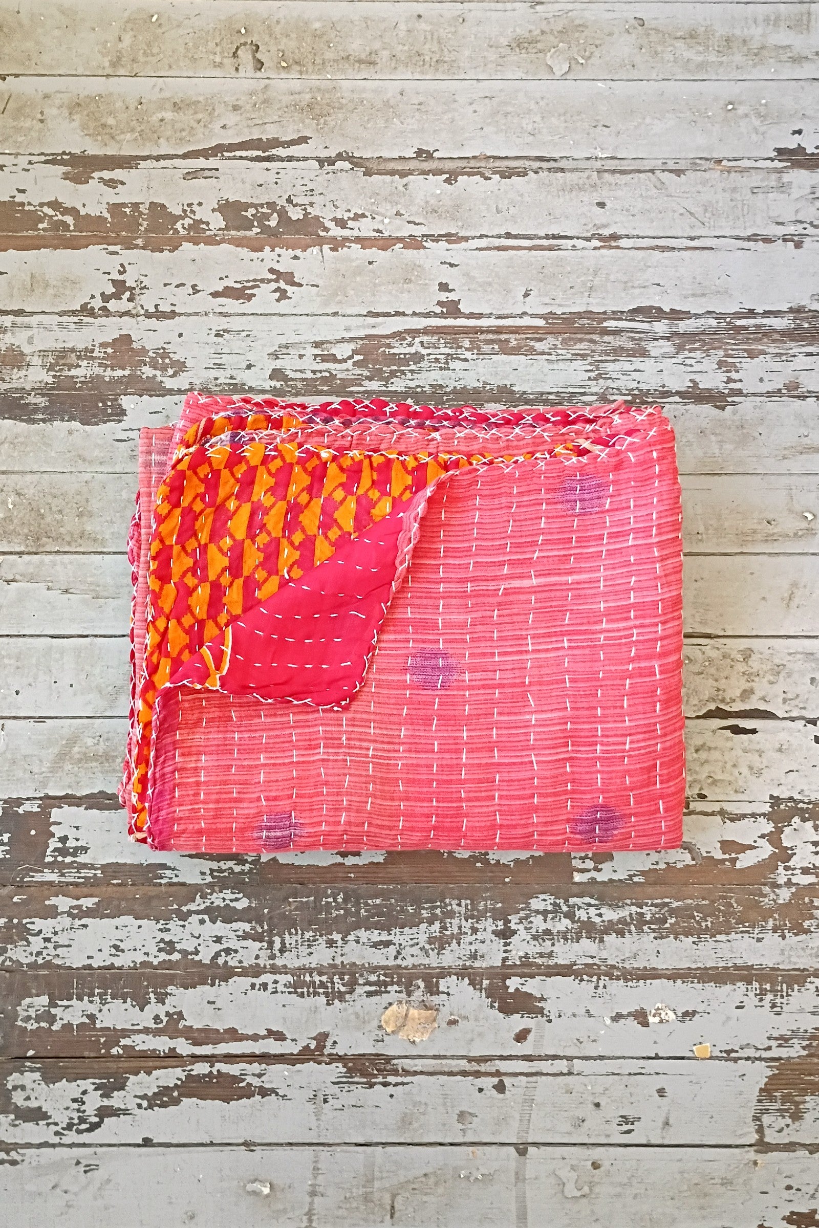 Kantha Sari Throw Blanket #1613