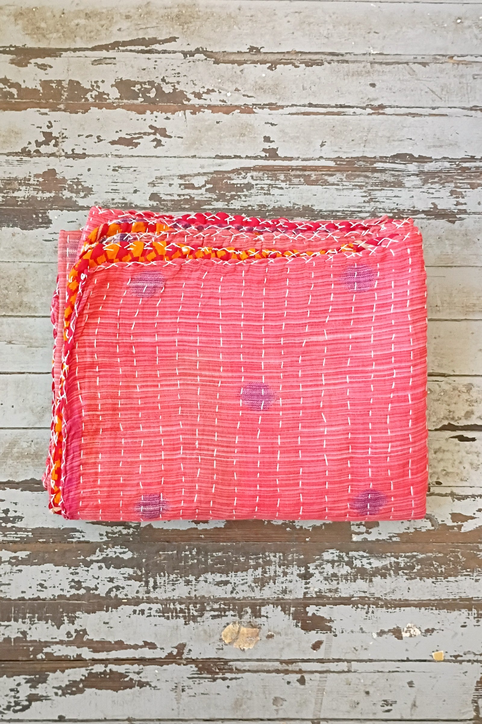 Kantha Sari Throw Blanket #1613