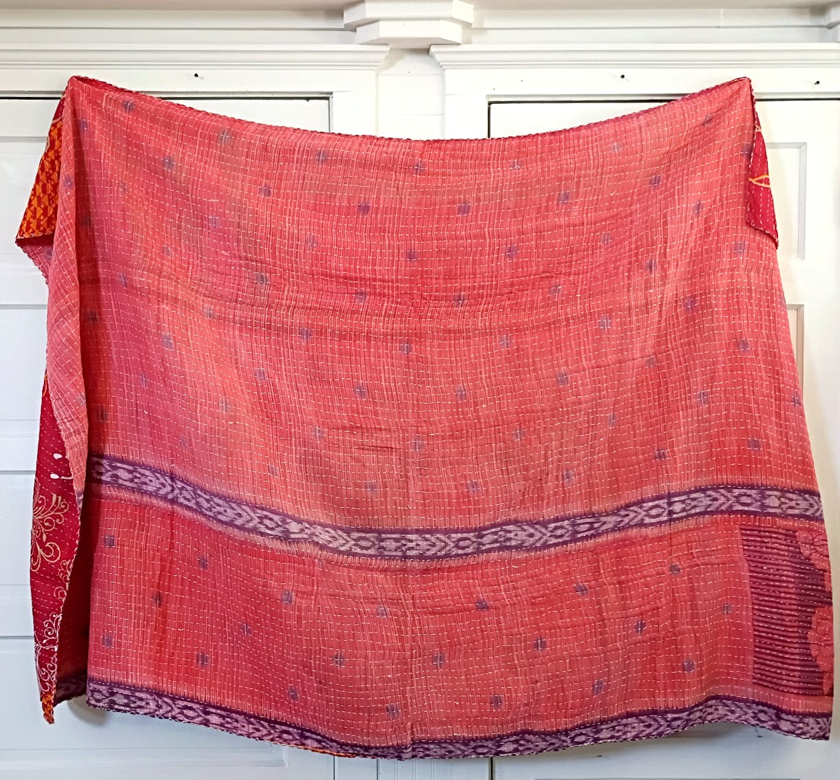 Kantha Sari Throw Blanket #1613