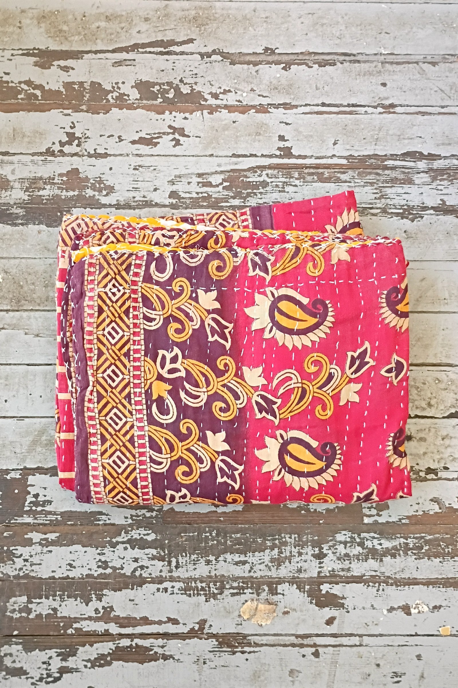Kantha Sari Throw Blanket #1614