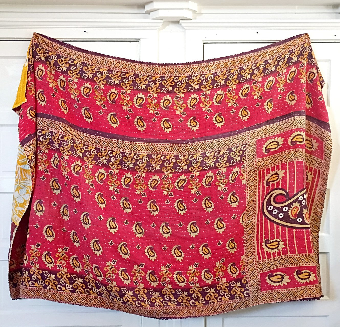 Kantha Sari Throw Blanket #1614