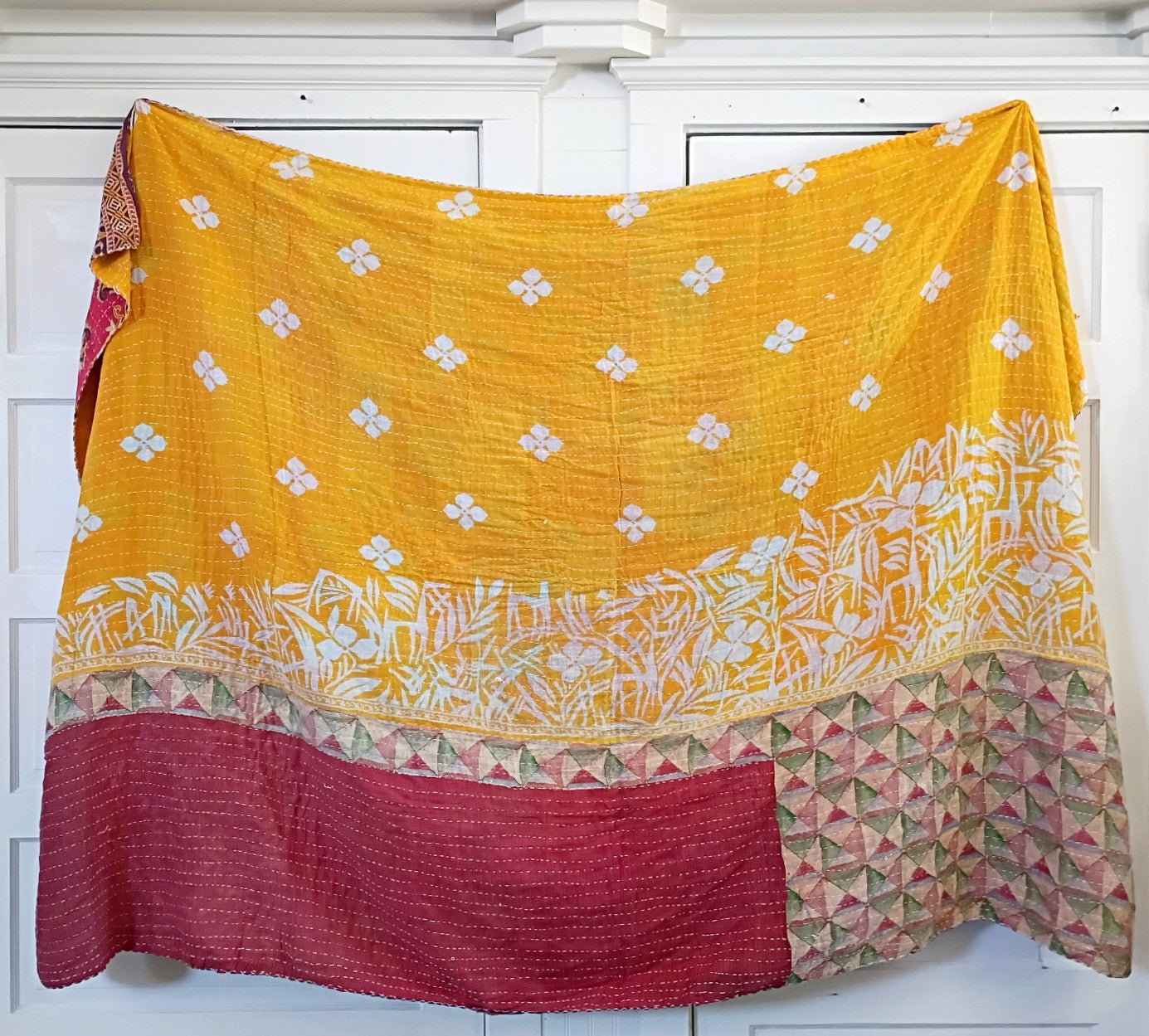 Kantha Sari Throw Blanket #1614