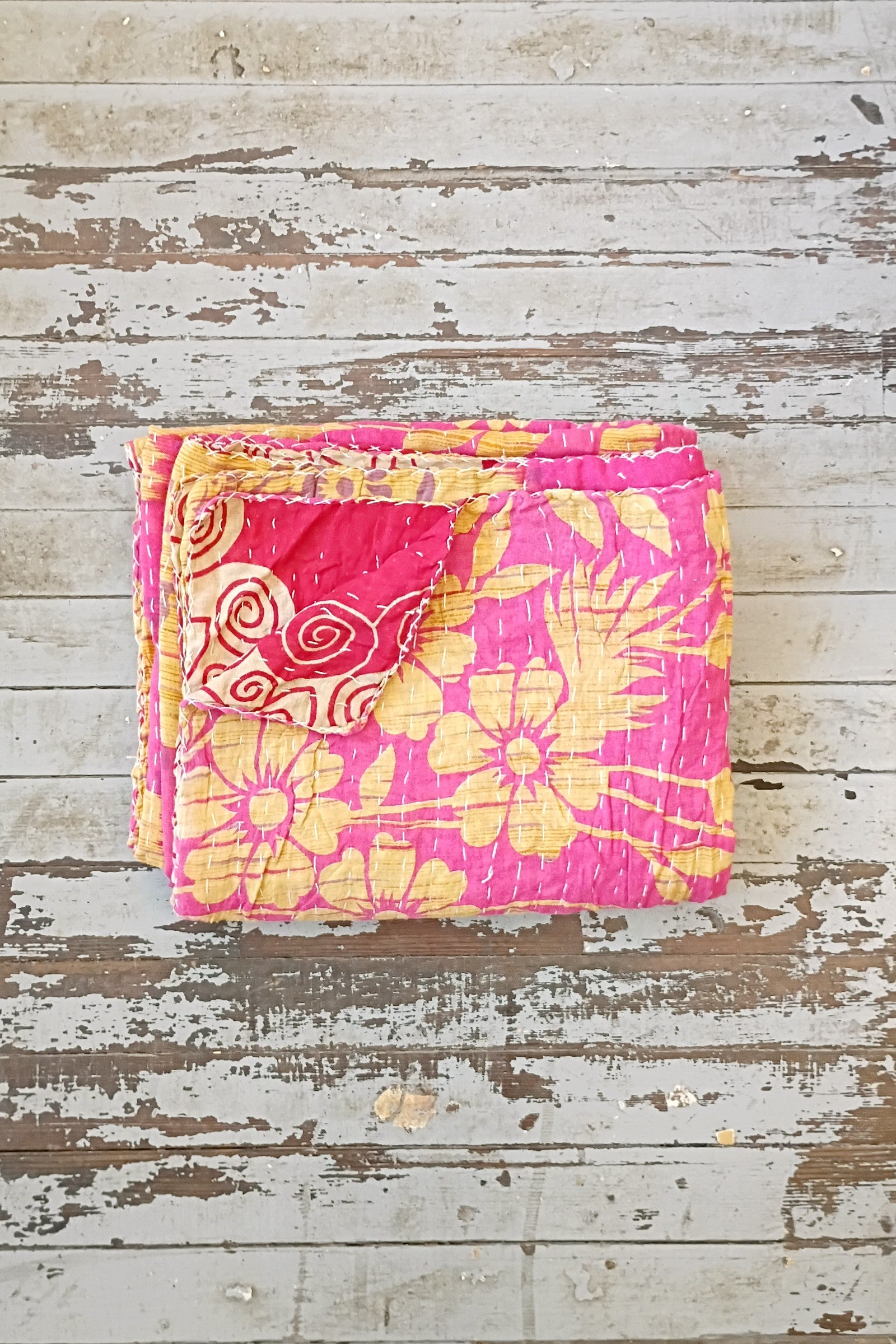 Kantha Sari Throw Blanket #1615