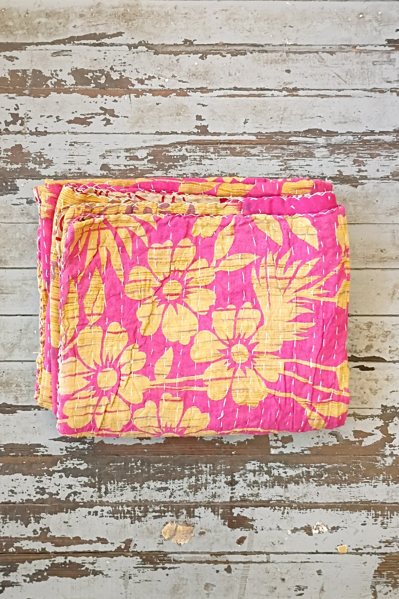 Kantha Sari Throw Blanket #1615