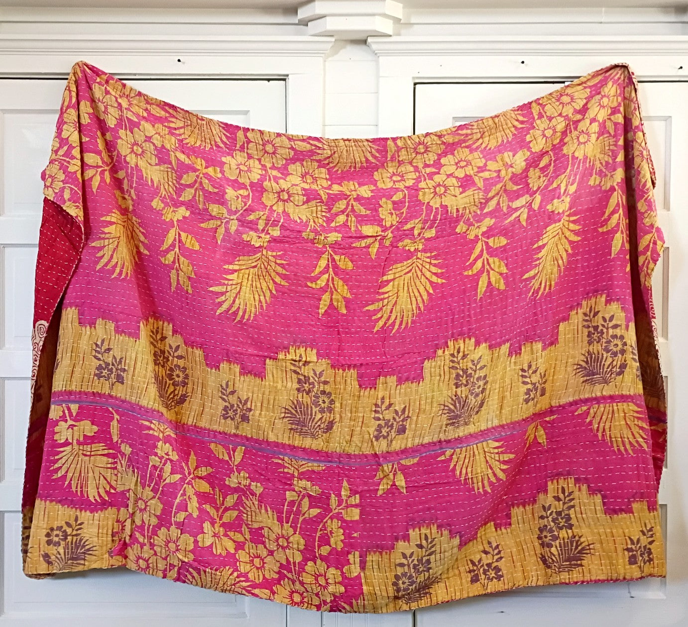 Kantha Sari Throw Blanket #1615