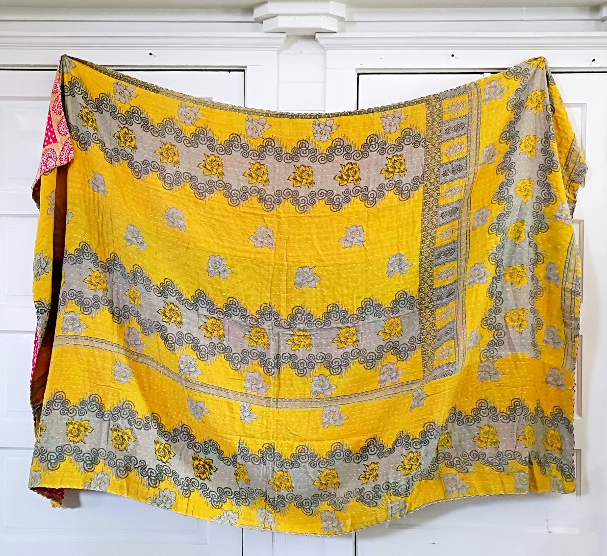 Kantha Sari Throw Blanket #1621