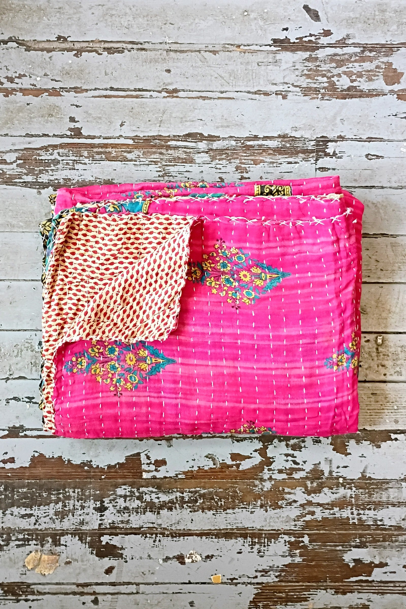 Kantha Sari Throw Blanket #1622