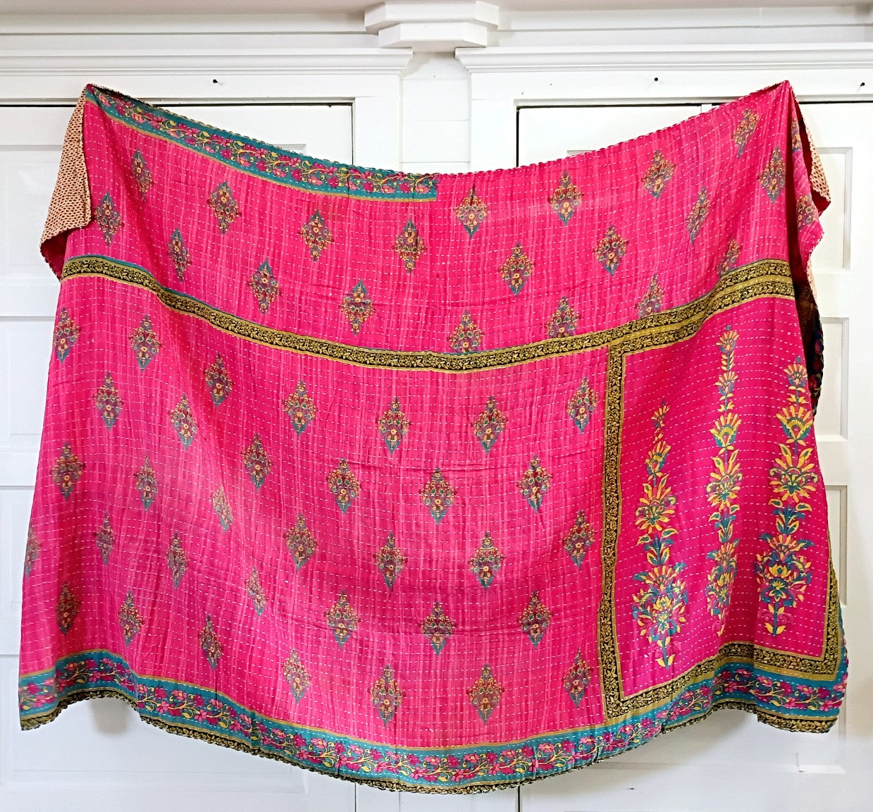 Kantha Sari Throw Blanket #1622