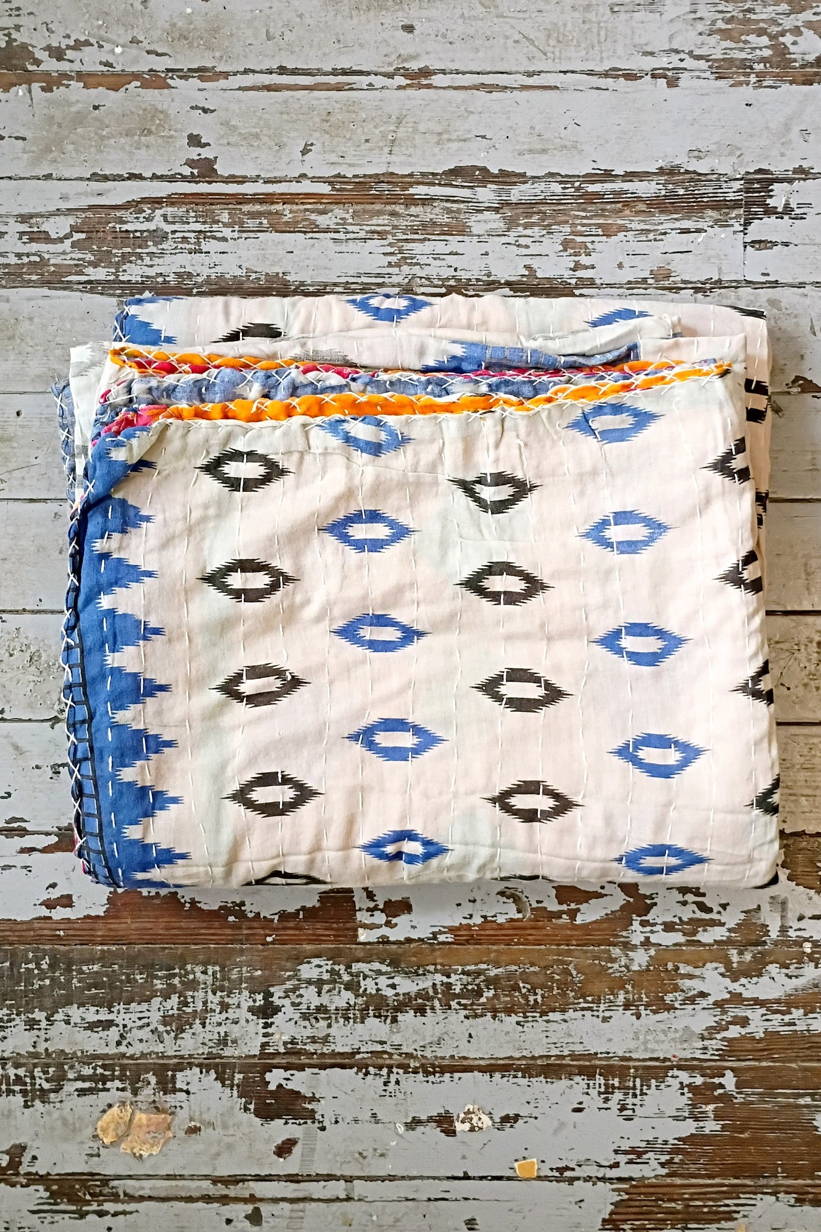 Kantha Sari Throw Blanket #1623
