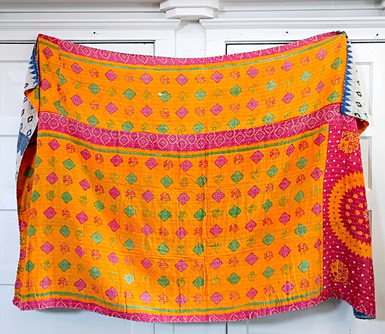 Kantha Sari Throw Blanket #1623