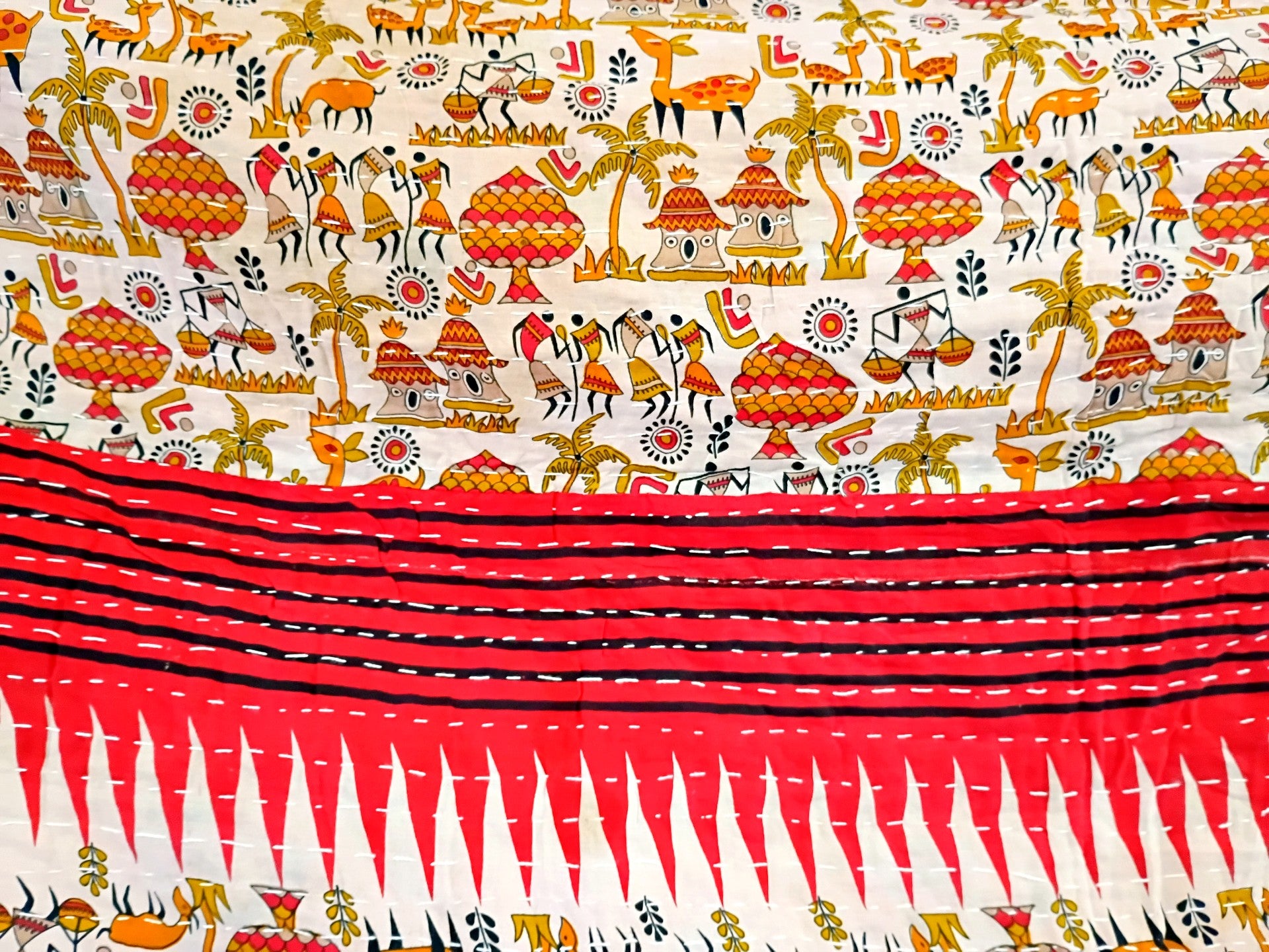 Kantha Sari Throw Blanket #1624