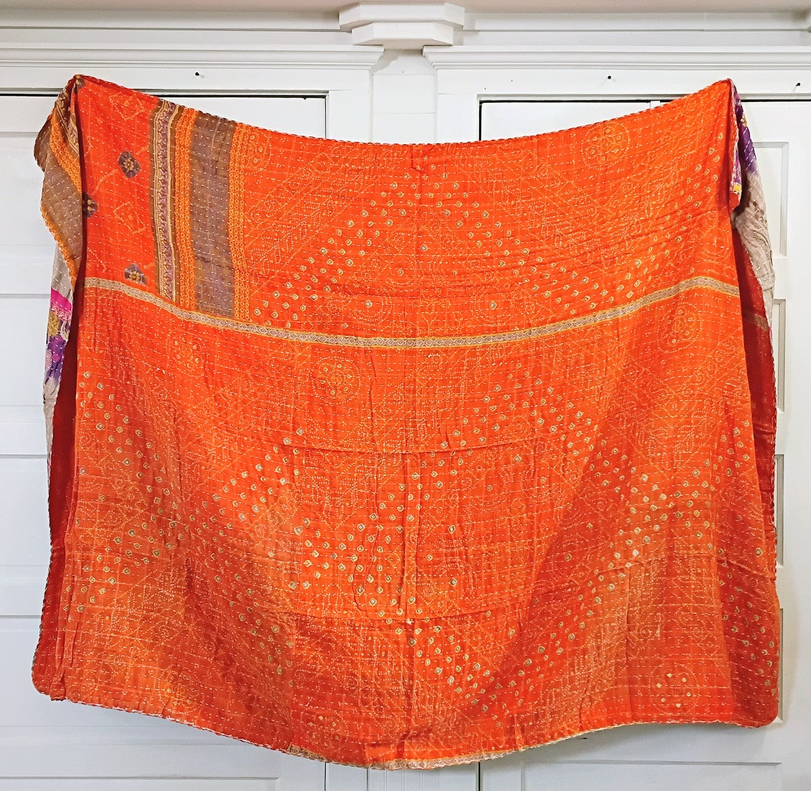 Kantha Sari Throw Blanket #1625