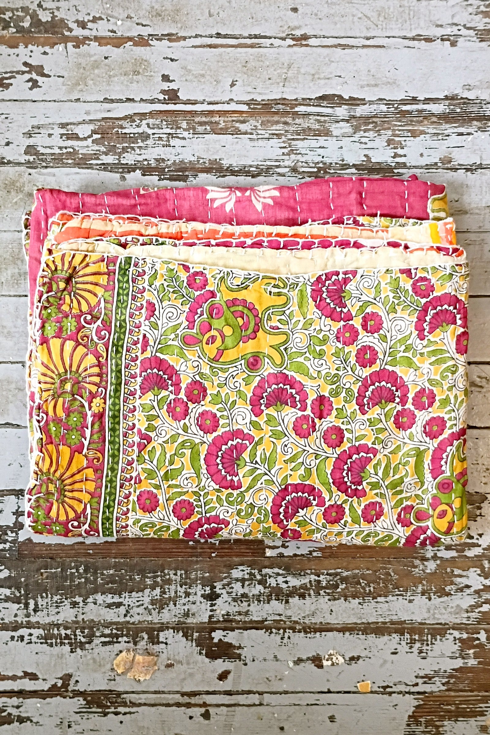 Kantha Sari Throw Blanket #1626