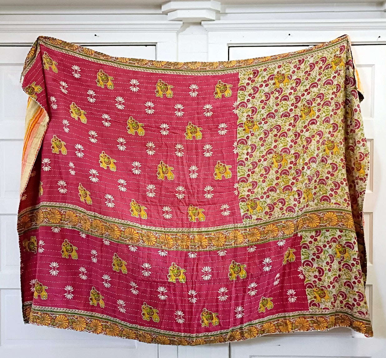 Kantha Sari Throw Blanket #1626
