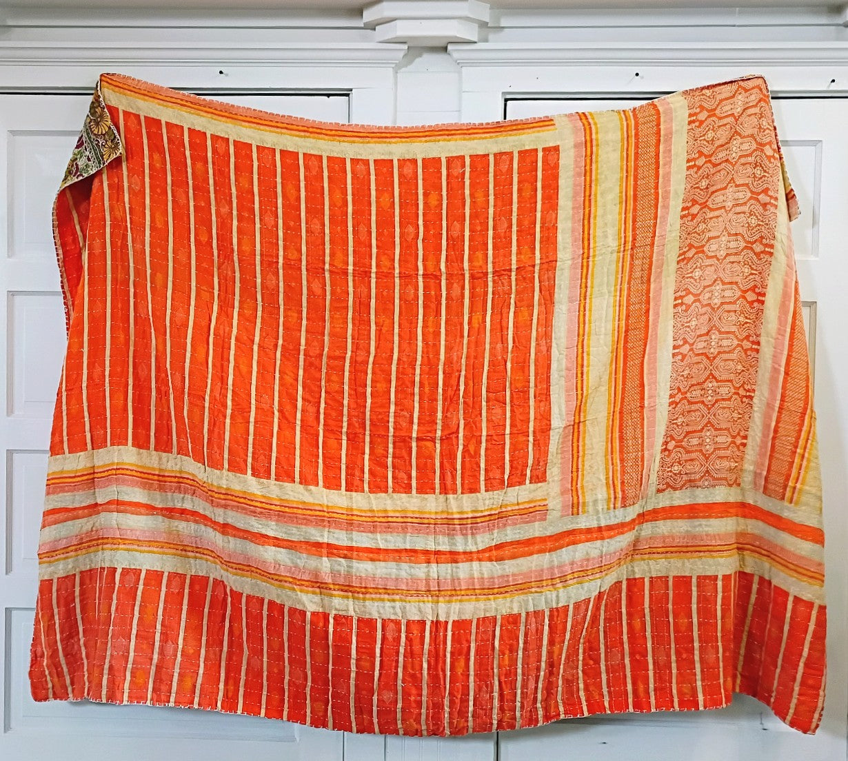 Kantha Sari Throw Blanket #1626
