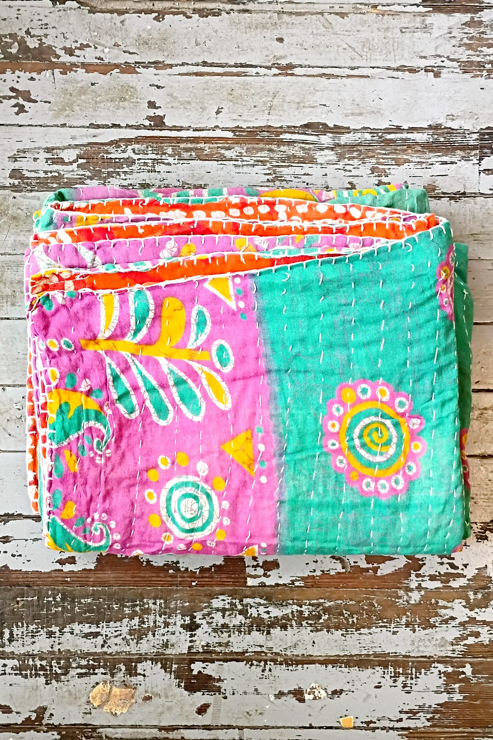Kantha Sari Throw Blanket #1627