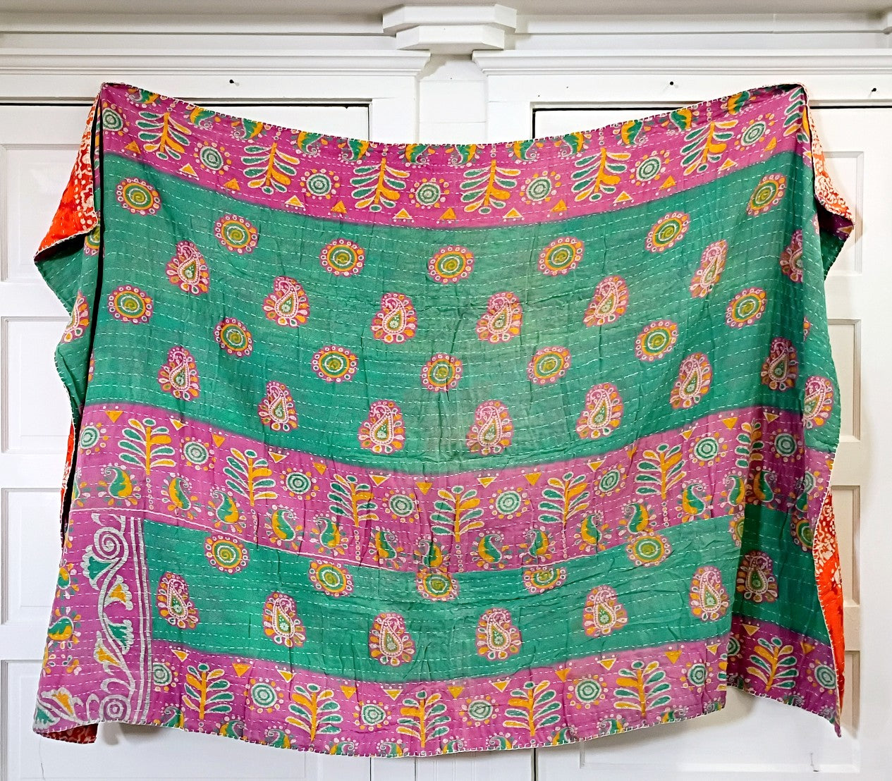 Kantha Sari Throw Blanket #1627