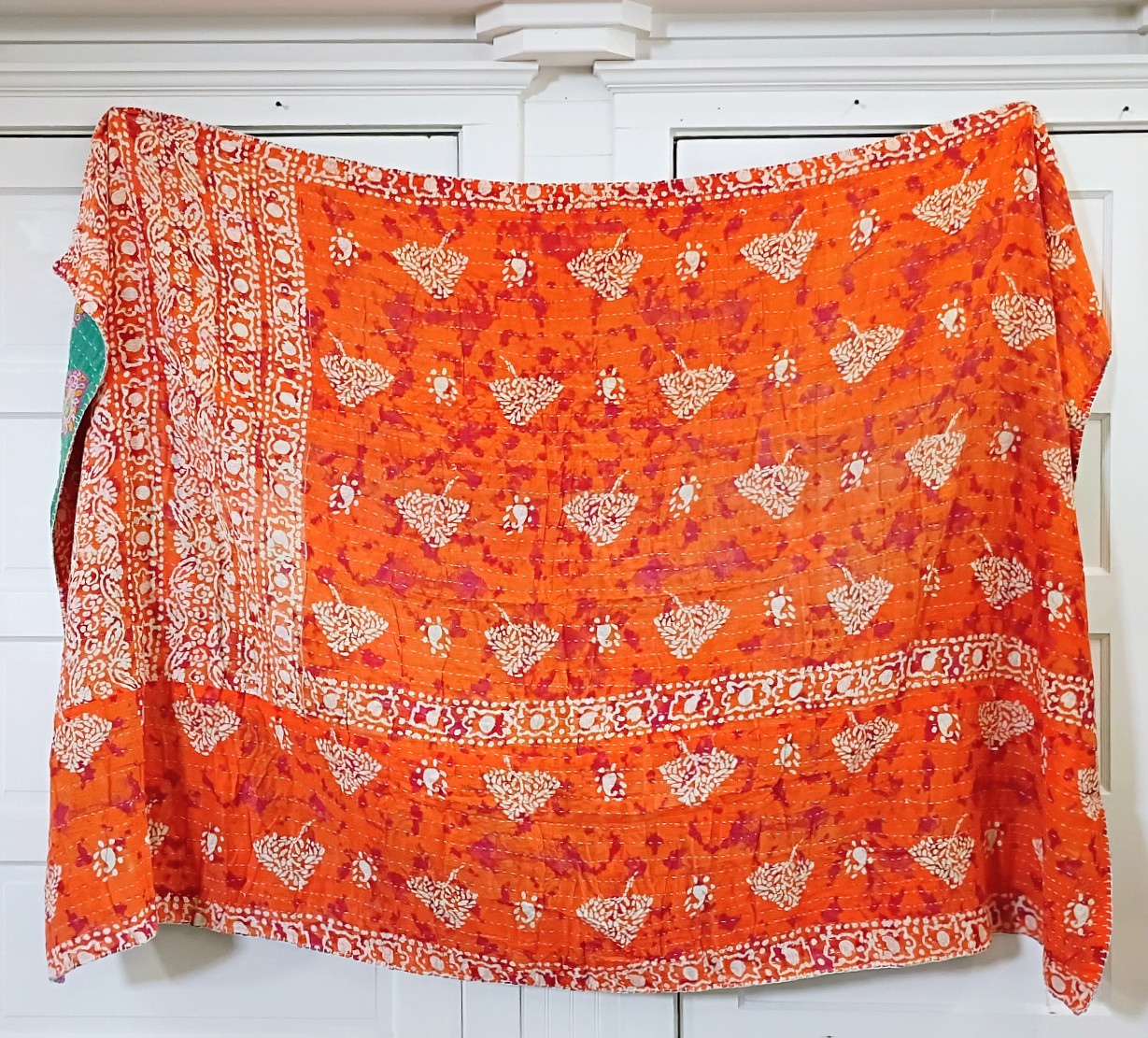 Kantha Sari Throw Blanket #1627