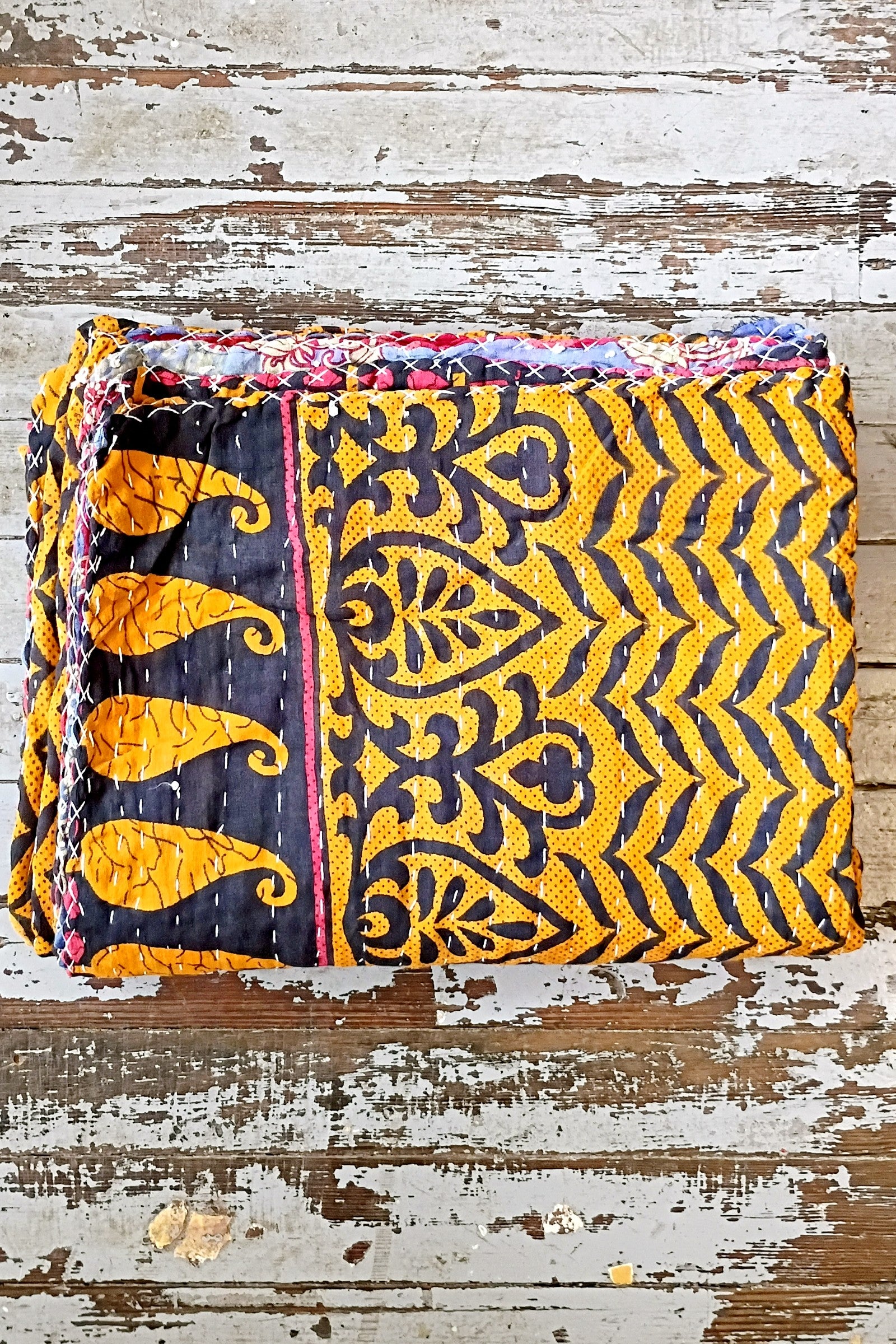 Kantha Sari Throw Blanket #1628