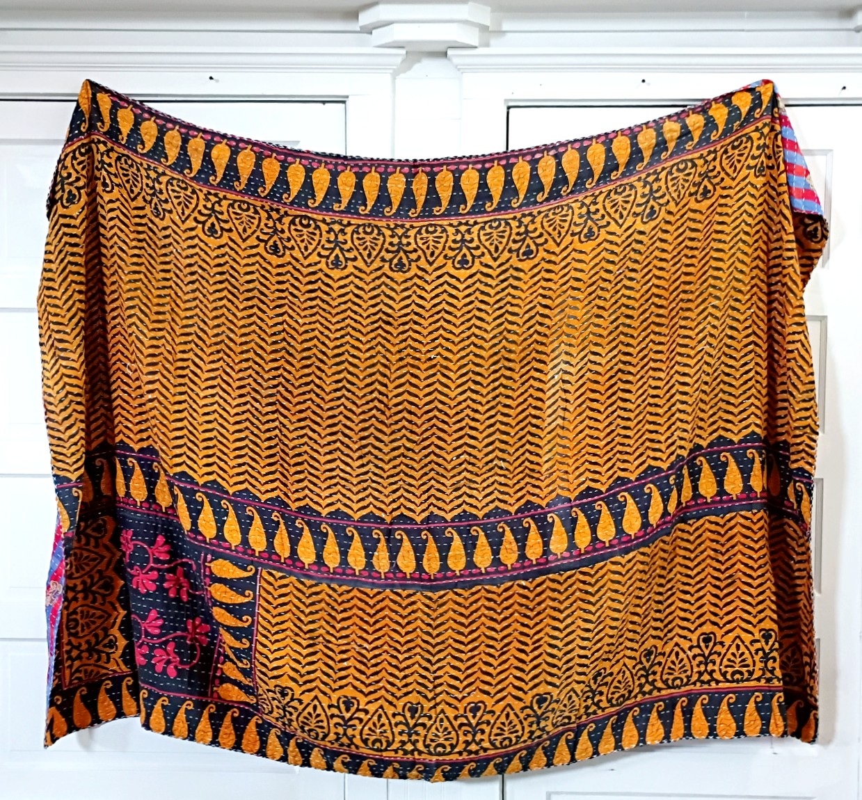 Kantha Sari Throw Blanket #1628