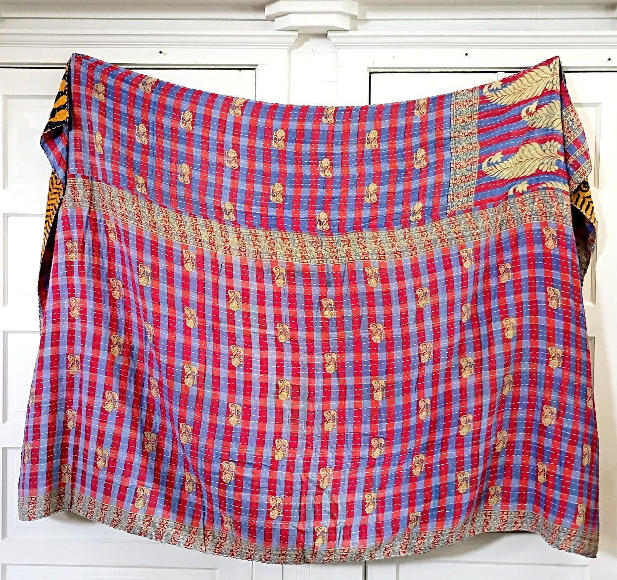 Kantha Sari Throw Blanket #1628