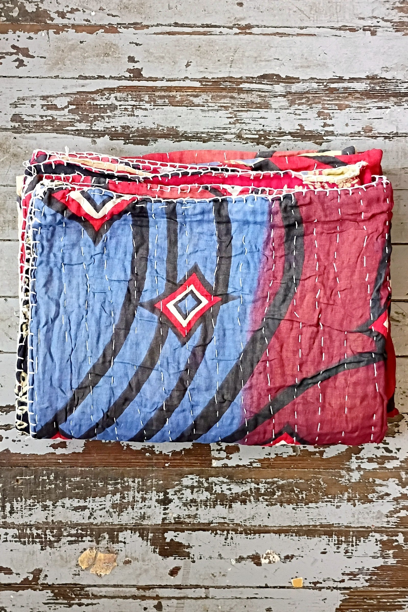 Kantha Sari Throw Blanket #1629