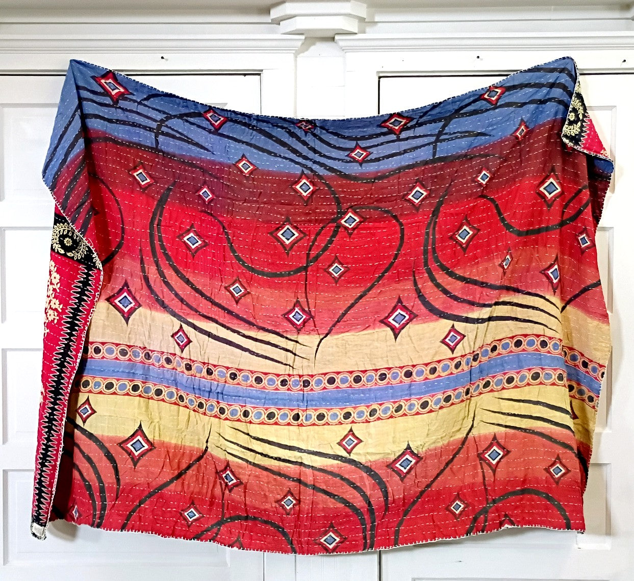 Kantha Sari Throw Blanket #1629
