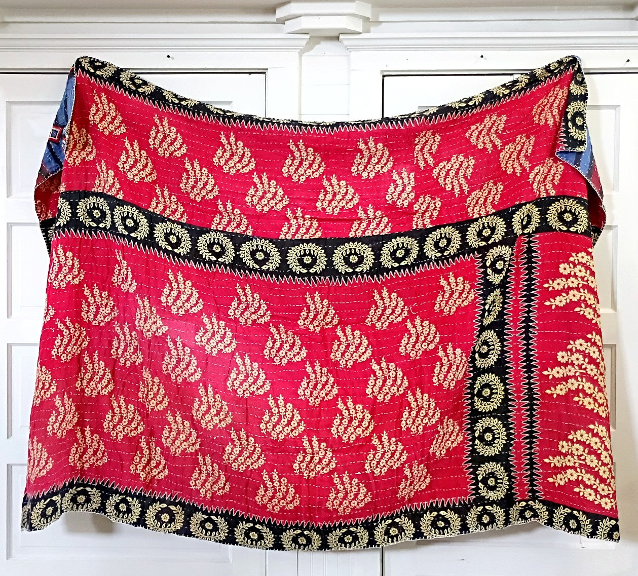 Kantha Sari Throw Blanket #1629