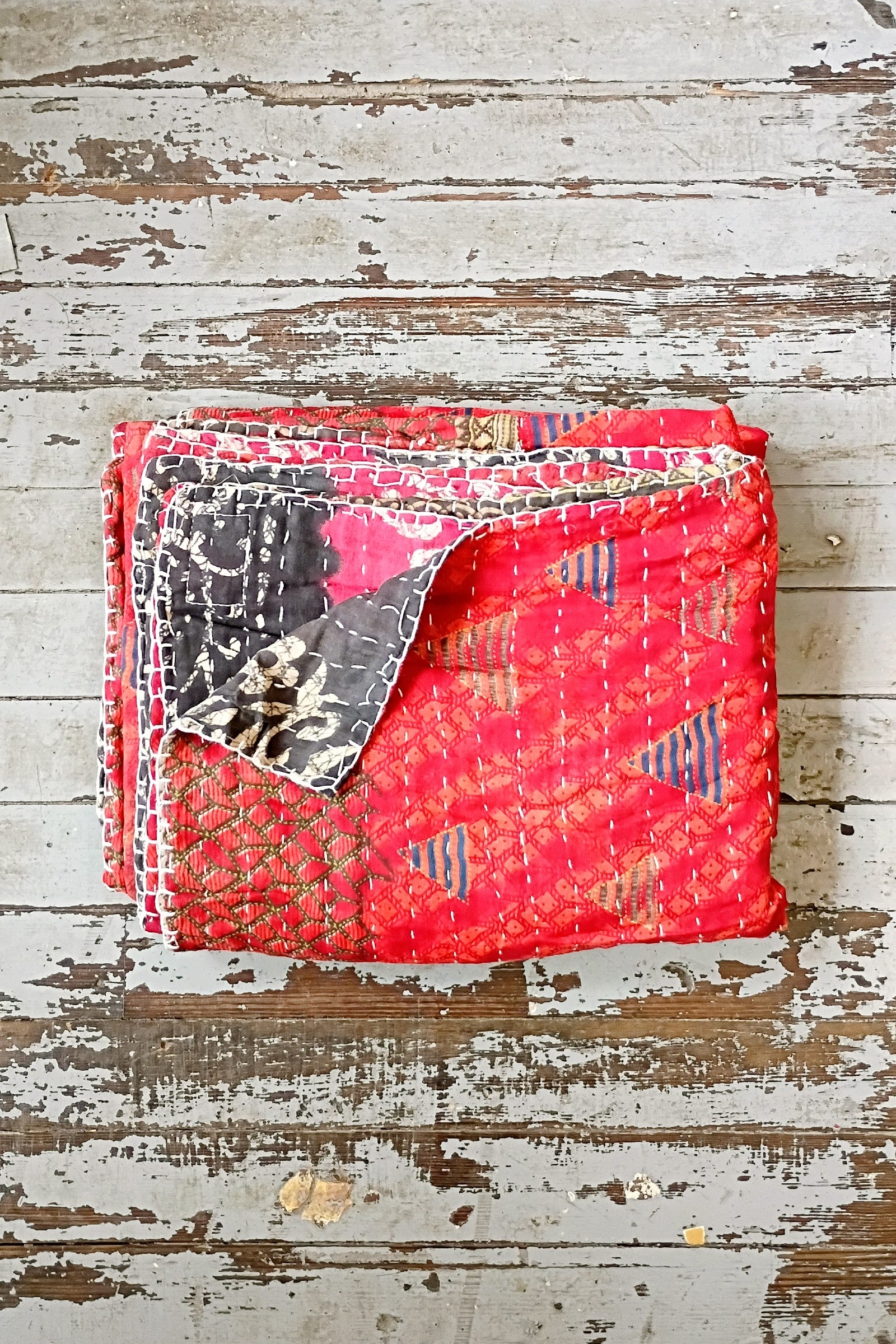 Kantha Sari Throw Blanket #1630