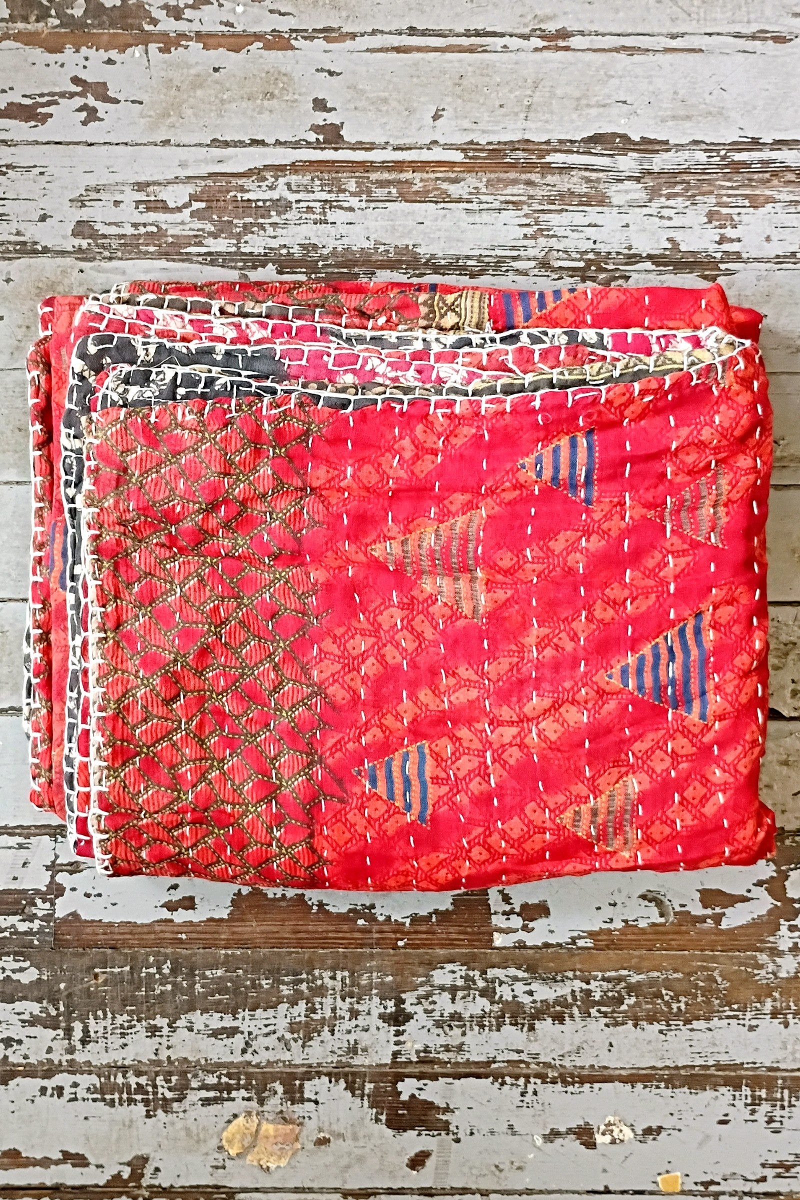 Kantha Sari Throw Blanket #1630
