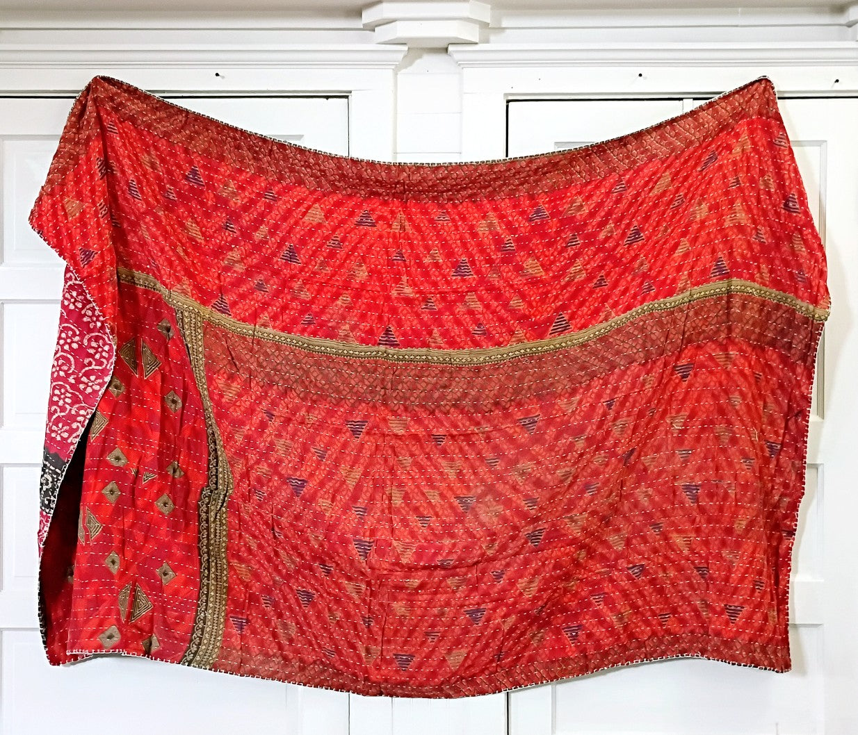 Kantha Sari Throw Blanket #1630