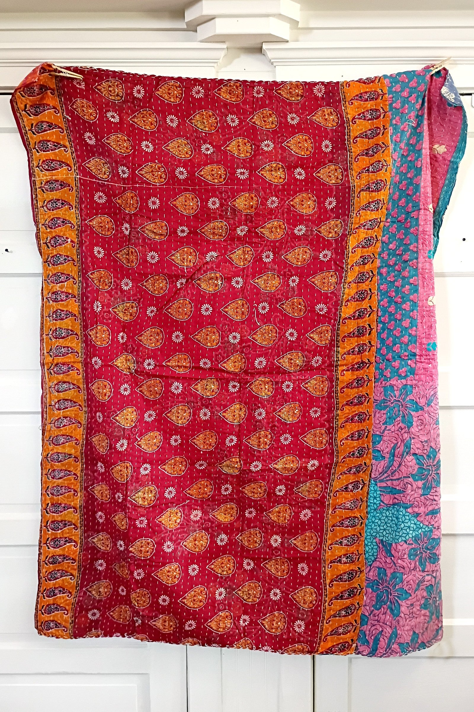 Kantha Sari Lap Quilt - 50" x 60" - #10
