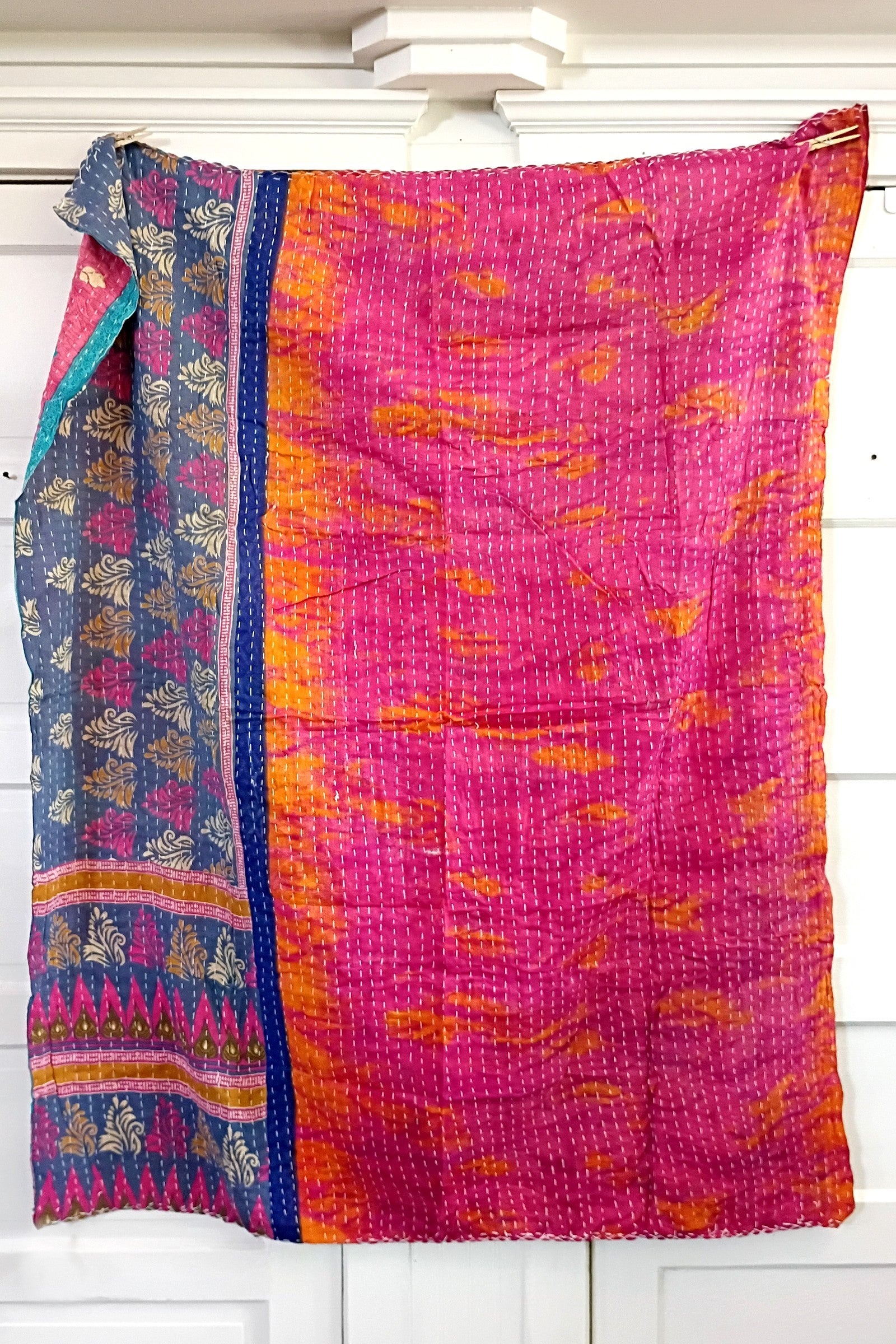 Kantha Sari Lap Quilt - 50" x 60" - #10