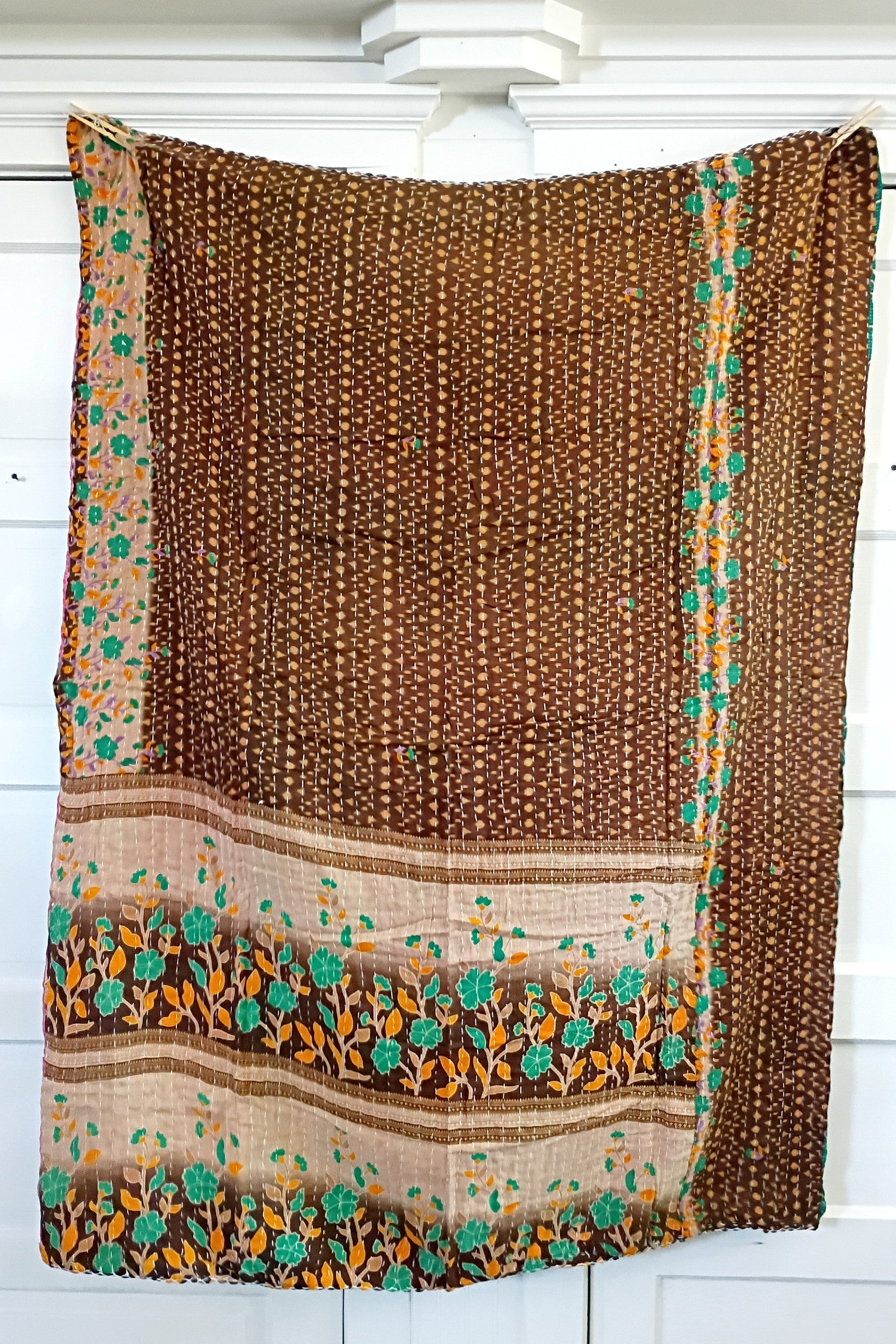 Kantha Sari Lap Quilt - 50" x 60" - #11
