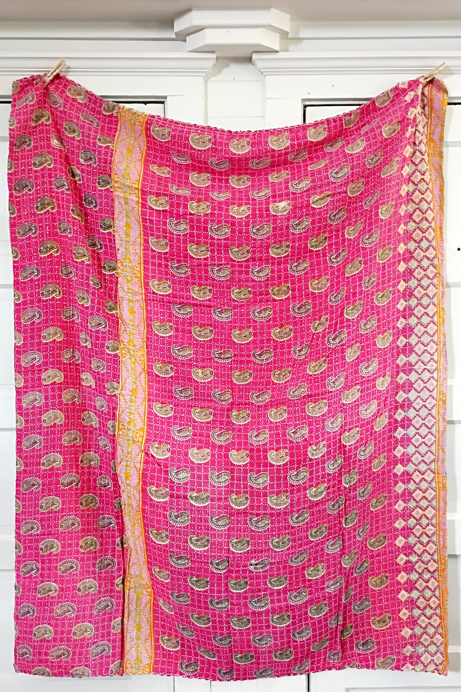 Kantha Sari Lap Quilt - 50" x 60" - #12