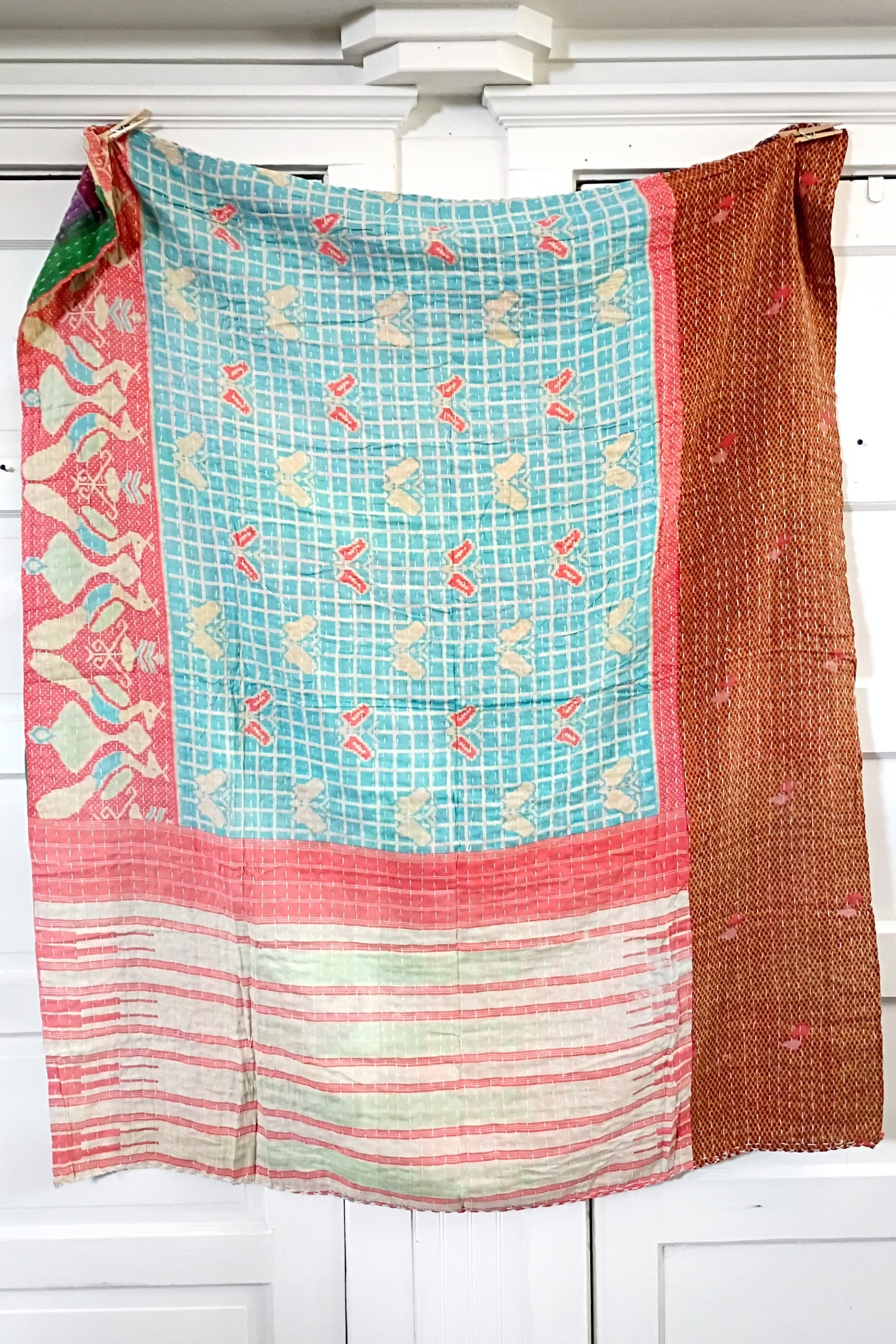 Kantha Sari Lap Quilt - 50" x 60" - #13