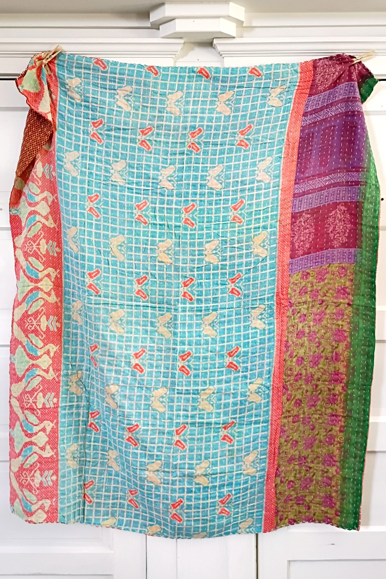 Kantha Sari Lap Quilt - 50" x 60" - #13
