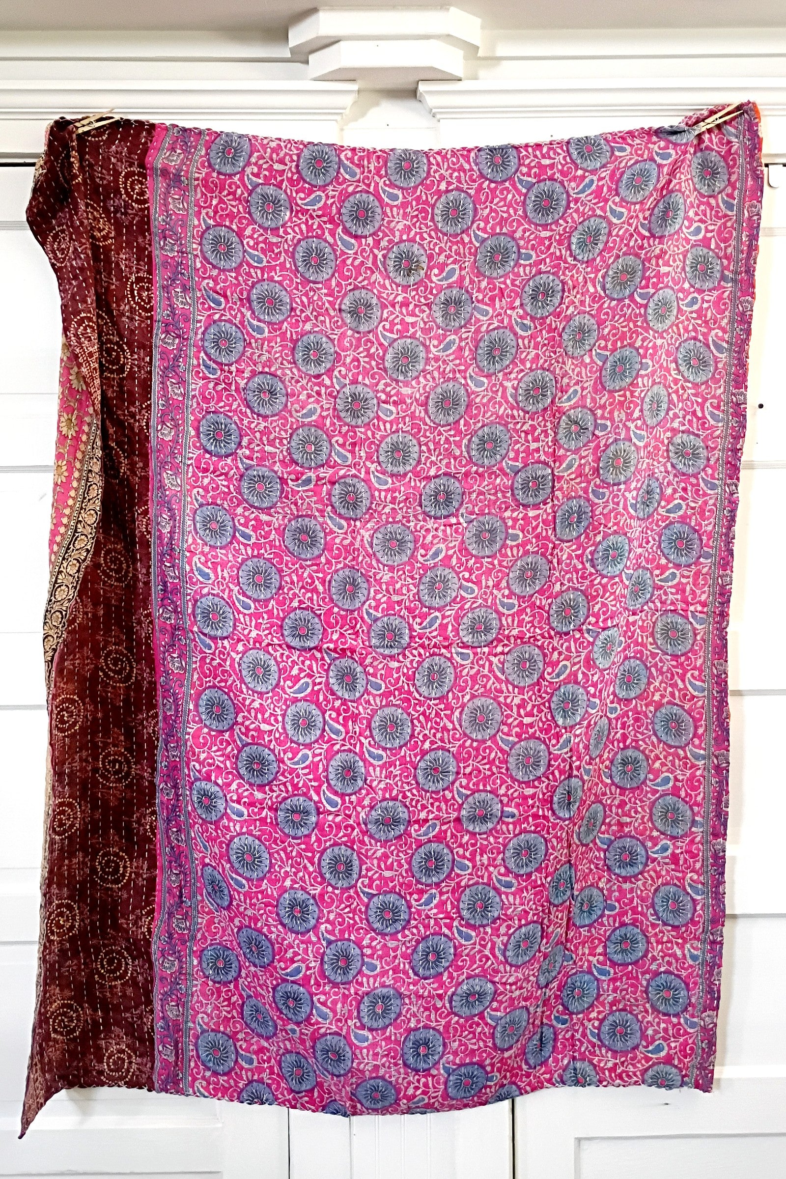 Kantha Sari Lap Quilt - 50" x 60" - #14