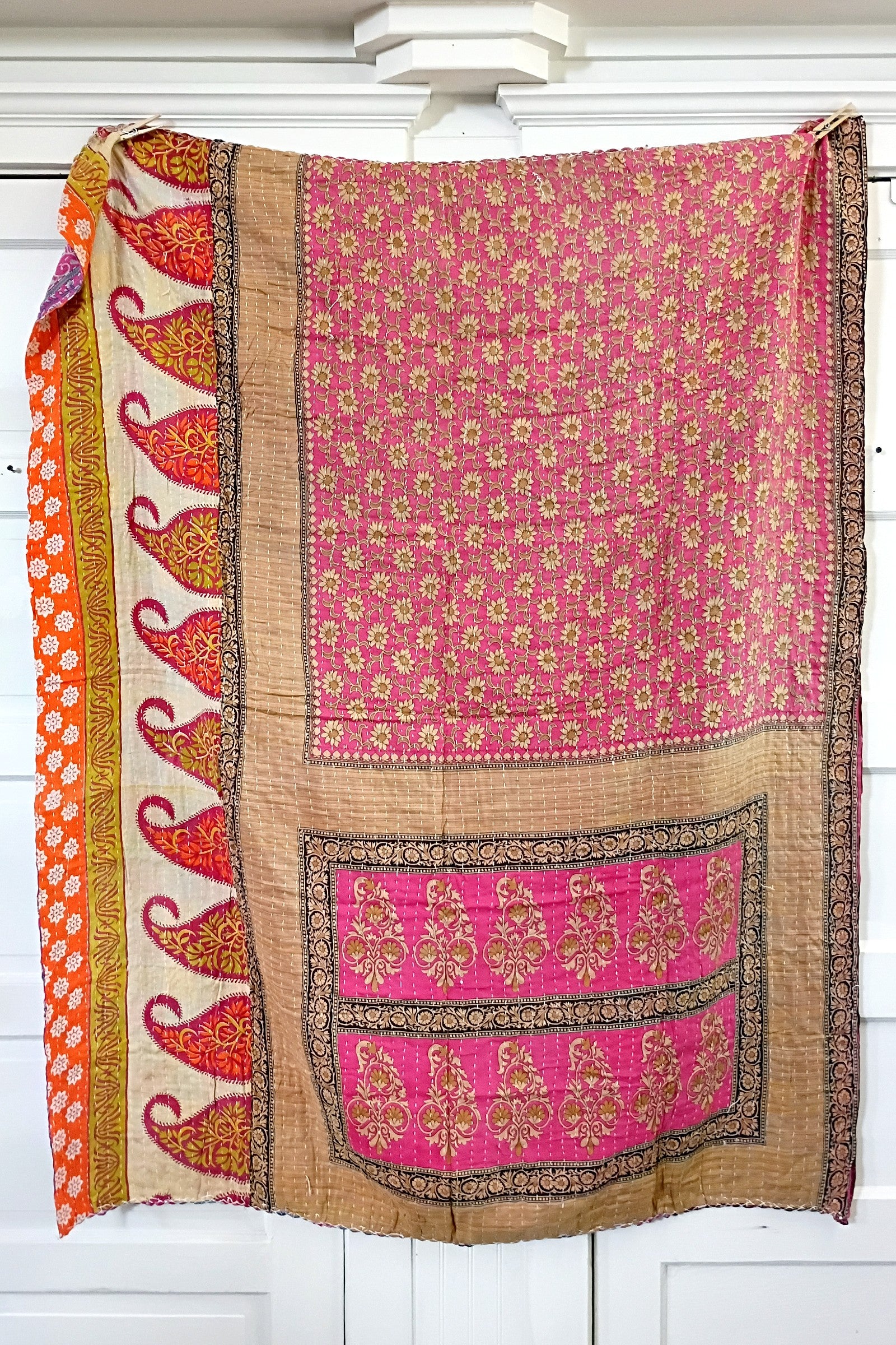 Kantha Sari Lap Quilt - 50" x 60" - #14