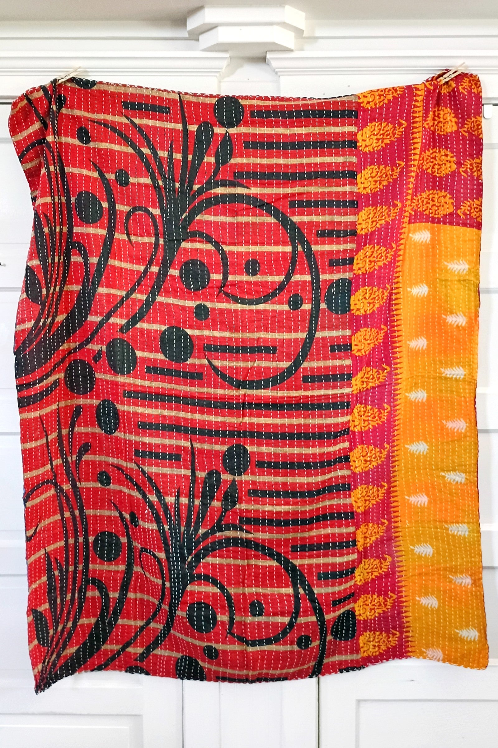 Kantha Sari Lap Quilt - 50" x 60" - #15