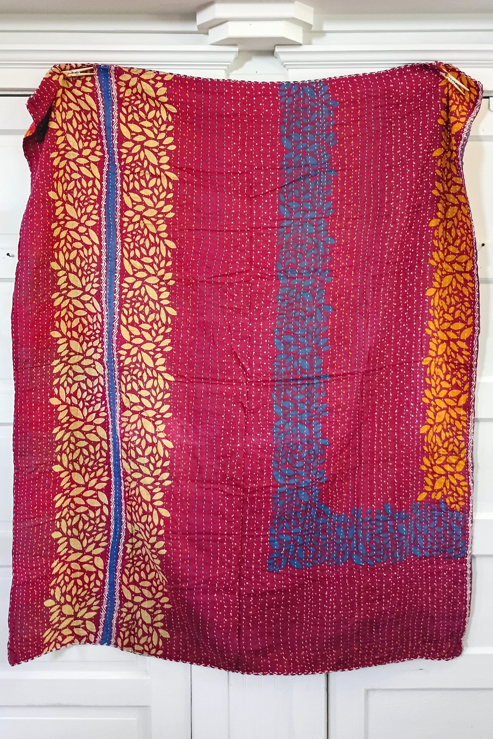 Kantha Sari Lap Quilt - 50" x 60" - #15