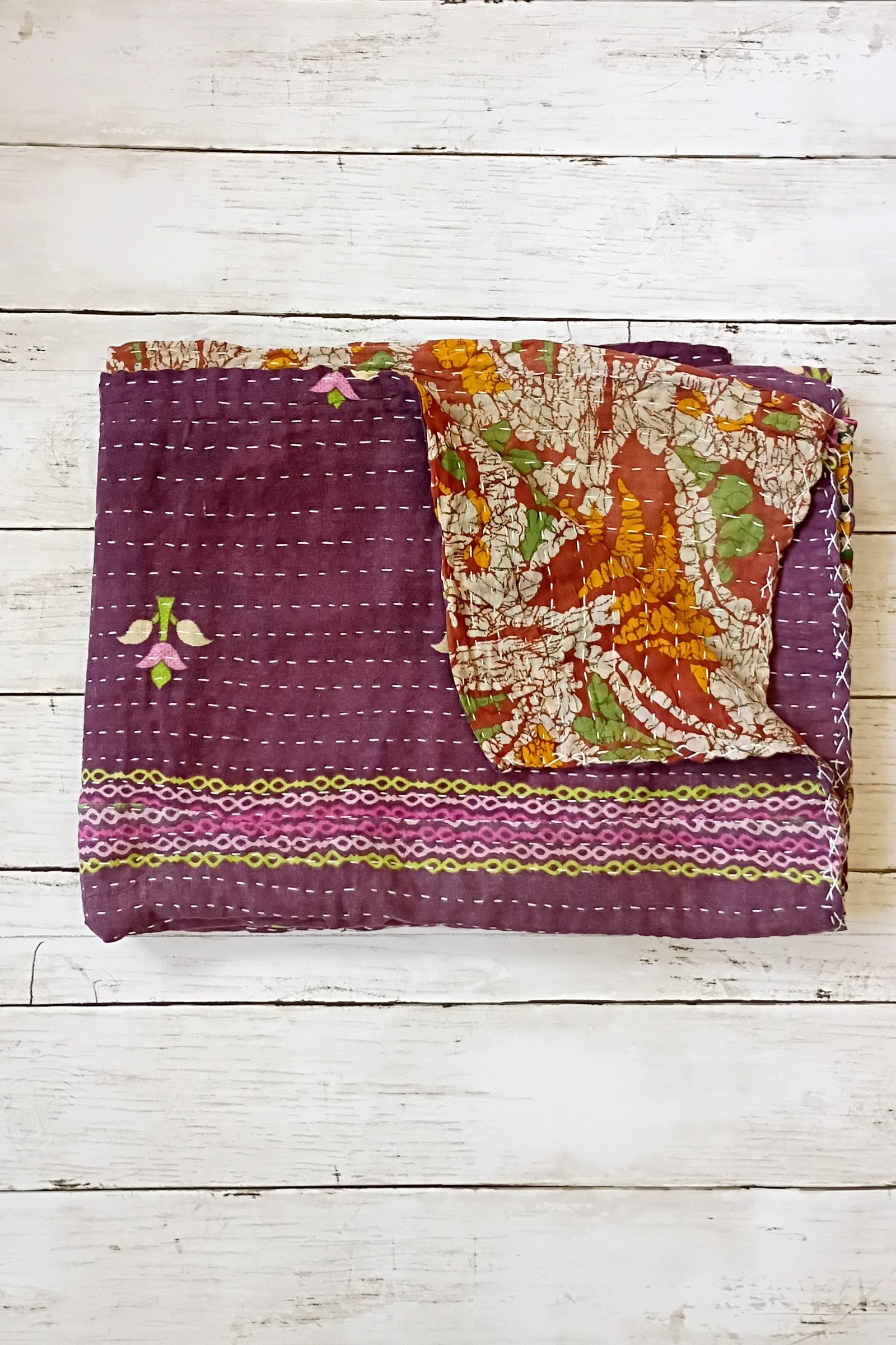 Kantha Sari Lap Quilt - 50" x 60" - #16