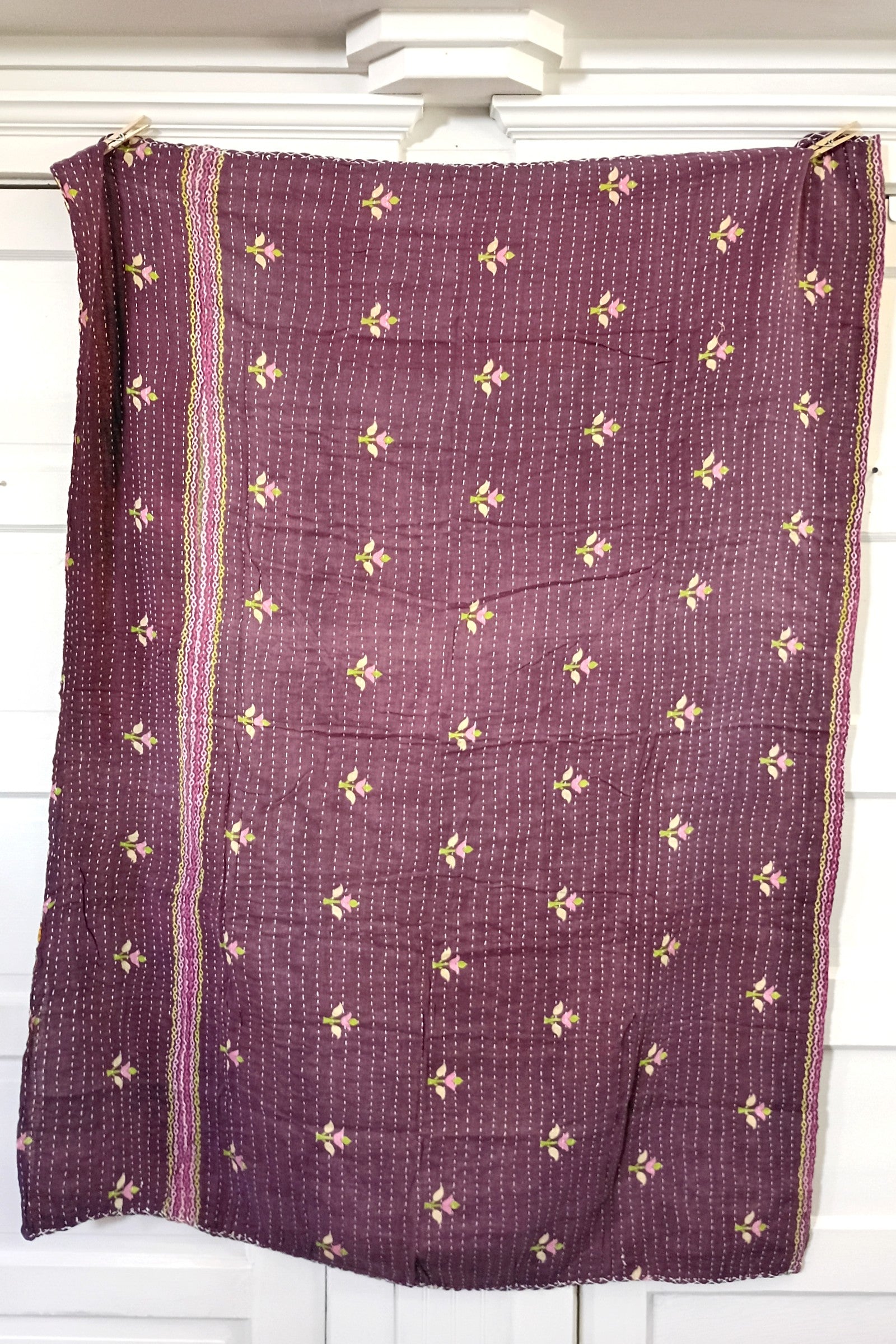 Kantha Sari Lap Quilt - 50" x 60" - #16