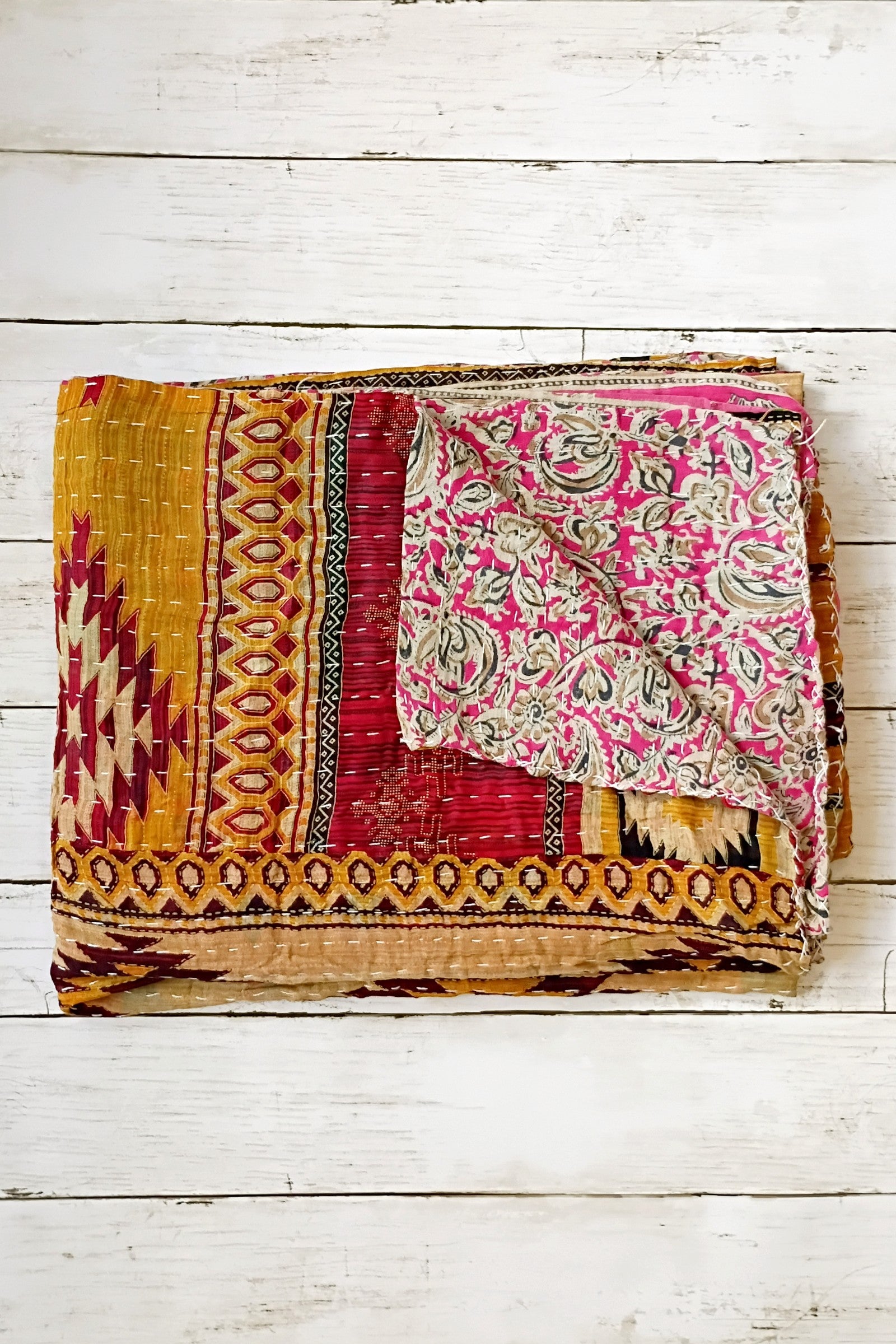 Kantha Sari Lap Quilt - 50" x 60" - #17